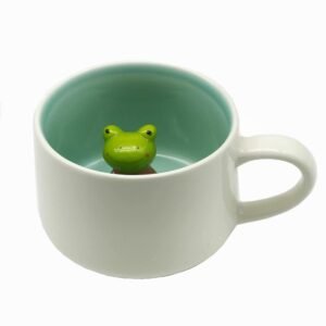 3D Ceramic Animal Coffee Mug with Cute Hidden Frog Inside (400 ml)