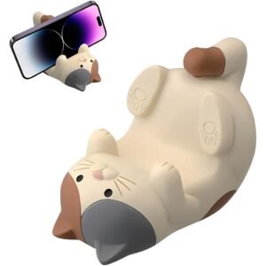 Cute Resin Cat Figurine Smartphone Stand for Hands-Free Viewing & Desk Decor